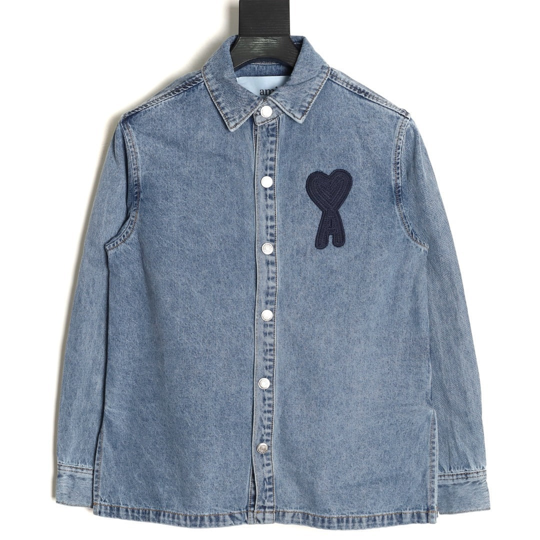 AMI PARIS  25Fw Woven Heart Embroidered Denim Shirt Jacket