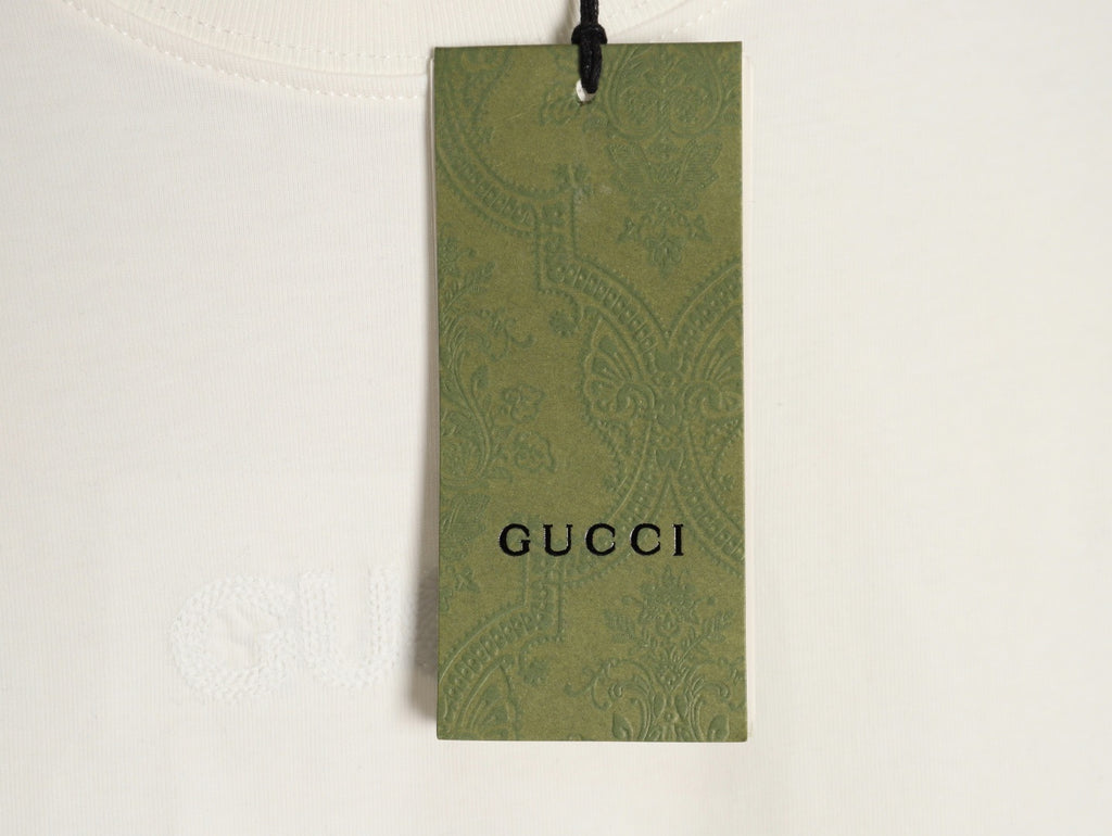 Gucci minimalist chain embroidered short-sleeved shirt