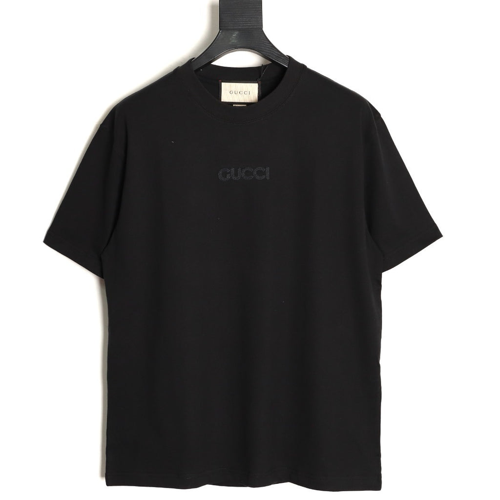 Gucci minimalist chain embroidered short-sleeved shirt