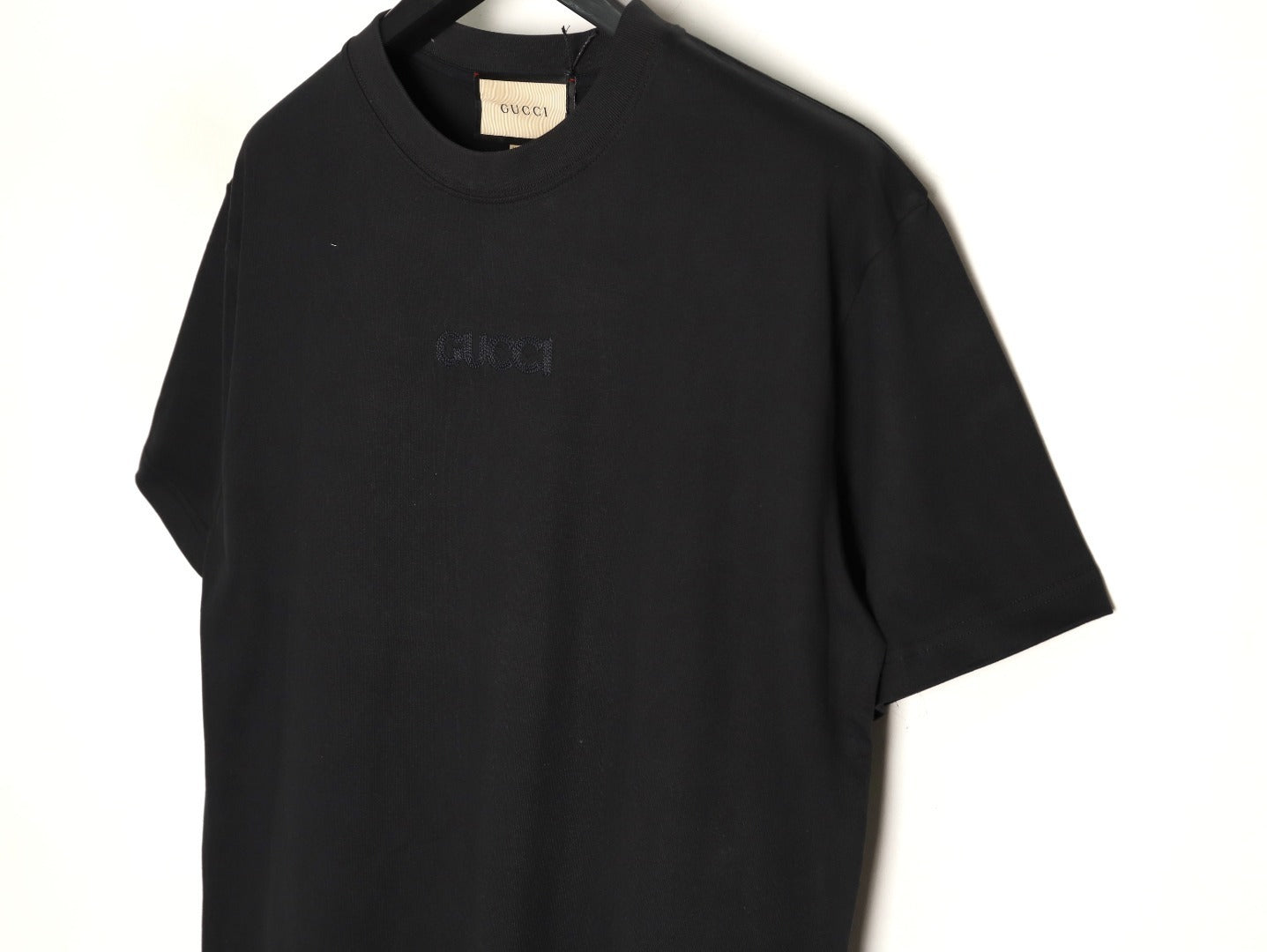 Gucci minimalist chain embroidered short-sleeved shirt