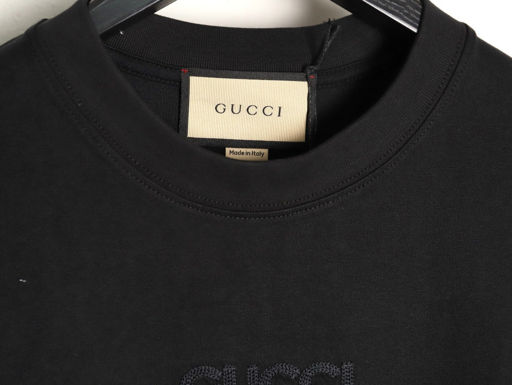 Gucci minimalist chain embroidered short-sleeved shirt