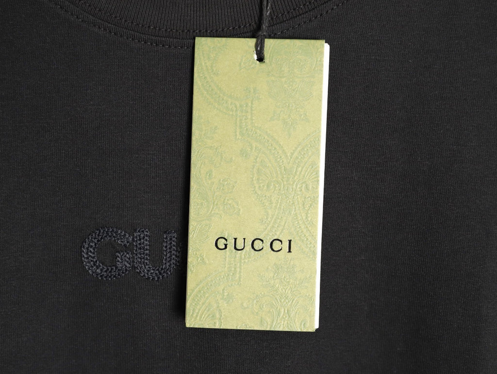 Gucci minimalist chain embroidered short-sleeved shirt