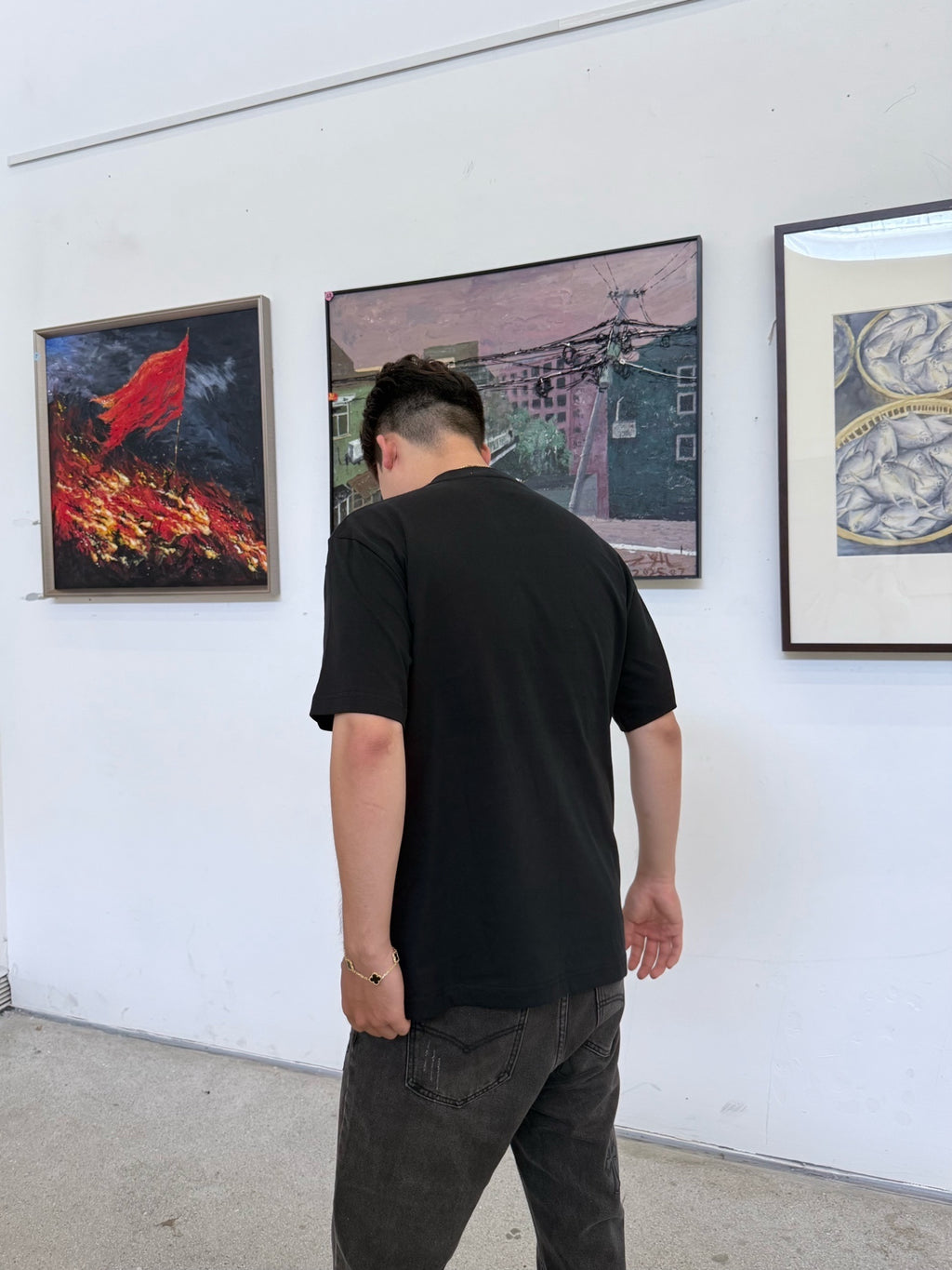 Gucci minimalist chain embroidered short-sleeved shirt