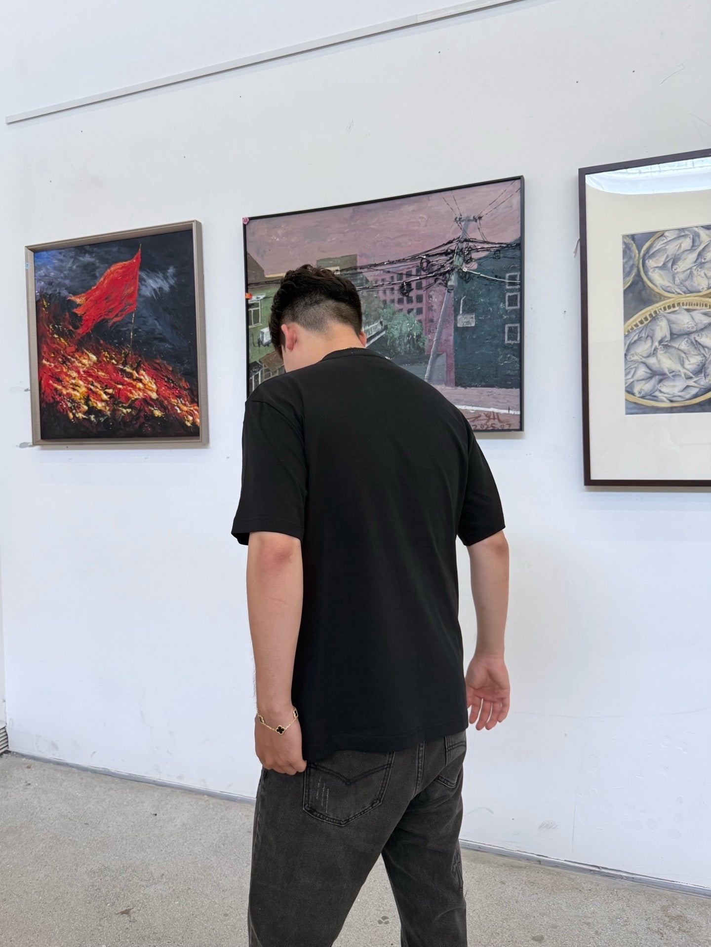 Gucci minimalist chain embroidered short-sleeved shirt