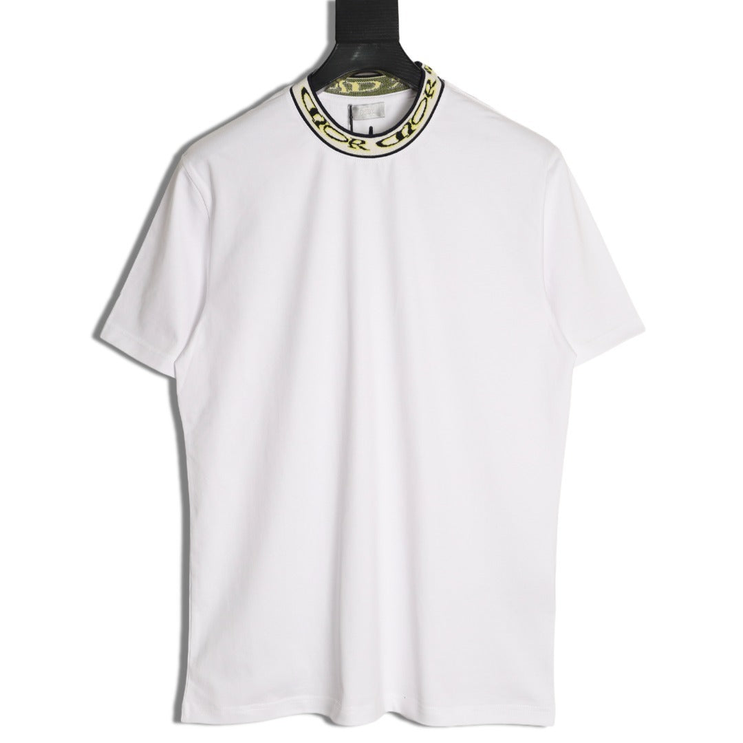 Dior wmns short-sleeved shirt with letter jacquard webbing at the neckline