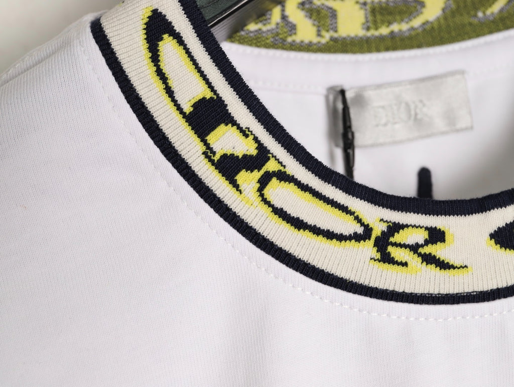 Dior wmns short-sleeved shirt with letter jacquard webbing at the neckline