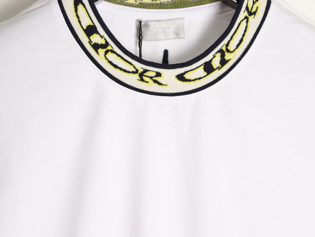 Dior wmns short-sleeved shirt with letter jacquard webbing at the neckline