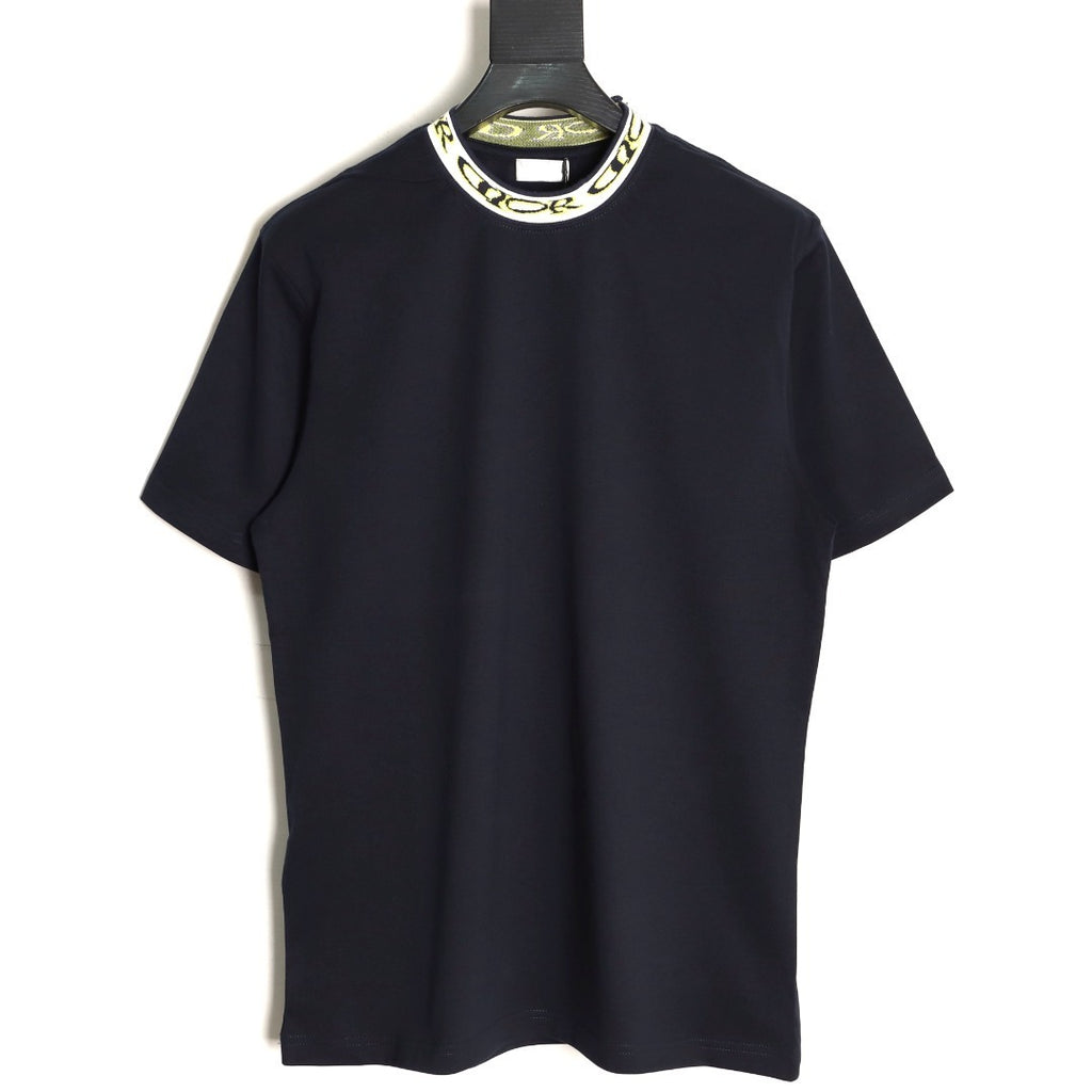 Dior  wmns short-sleeved shirt with letter jacquard webbing at the neckline