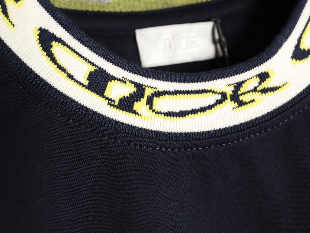 Dior  wmns short-sleeved shirt with letter jacquard webbing at the neckline