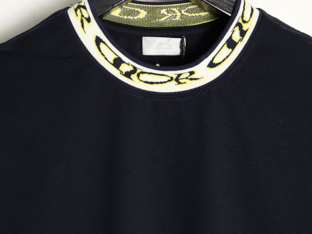 Dior  wmns short-sleeved shirt with letter jacquard webbing at the neckline