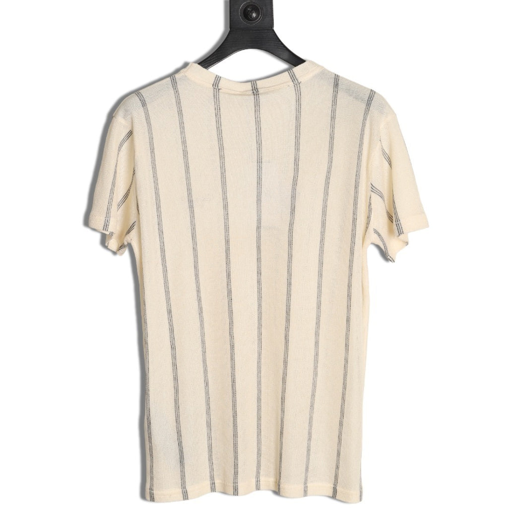 Dior CD striped linen blend knit short-sleeved T-shirt