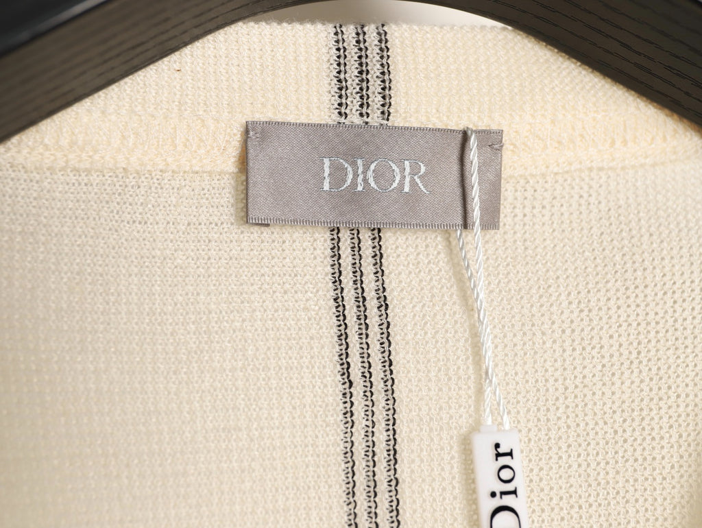 Dior CD striped linen blend knit short-sleeved T-shirt