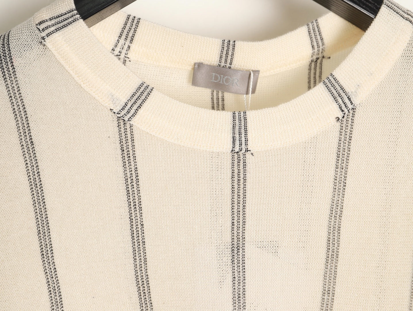 Dior CD striped linen blend knit short-sleeved T-shirt