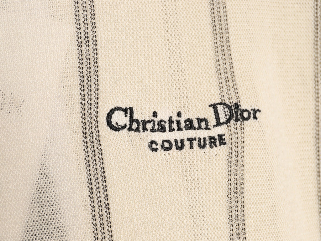 Dior CD striped linen blend knit short-sleeved T-shirt