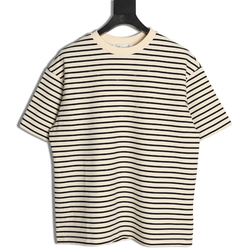 JIL SANDER Wmens Minimalist Letter Patch Logo Striped Short-Sleeve T-Shirt