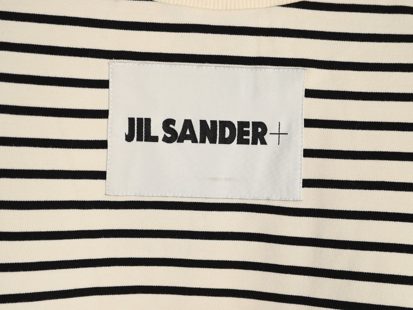 JIL SANDER Wmens Minimalist Letter Patch Logo Striped Short-Sleeve T-Shirt