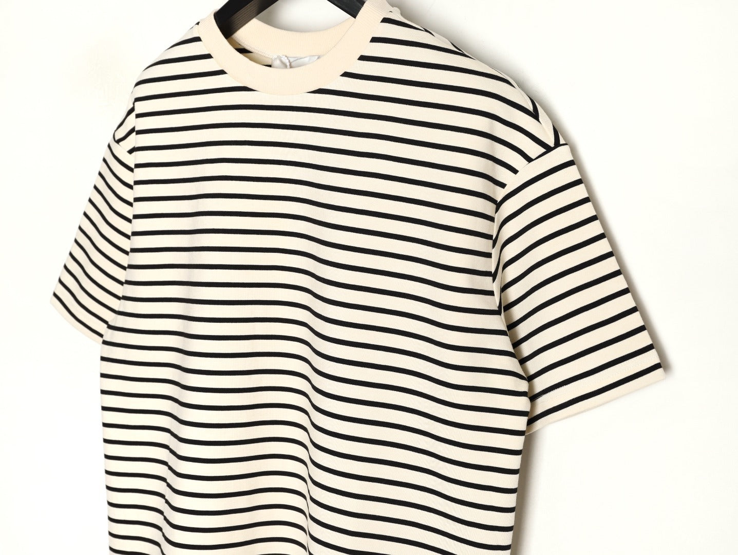 JIL SANDER Wmens Minimalist Letter Patch Logo Striped Short-Sleeve T-Shirt