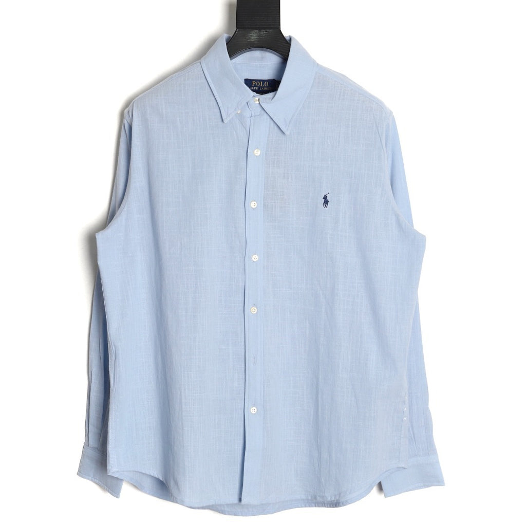 Ralph Lauren linen shirt with small logo and horse embroidery