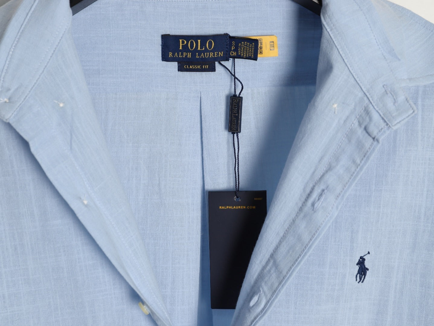Ralph Lauren linen shirt with small logo and horse embroidery
