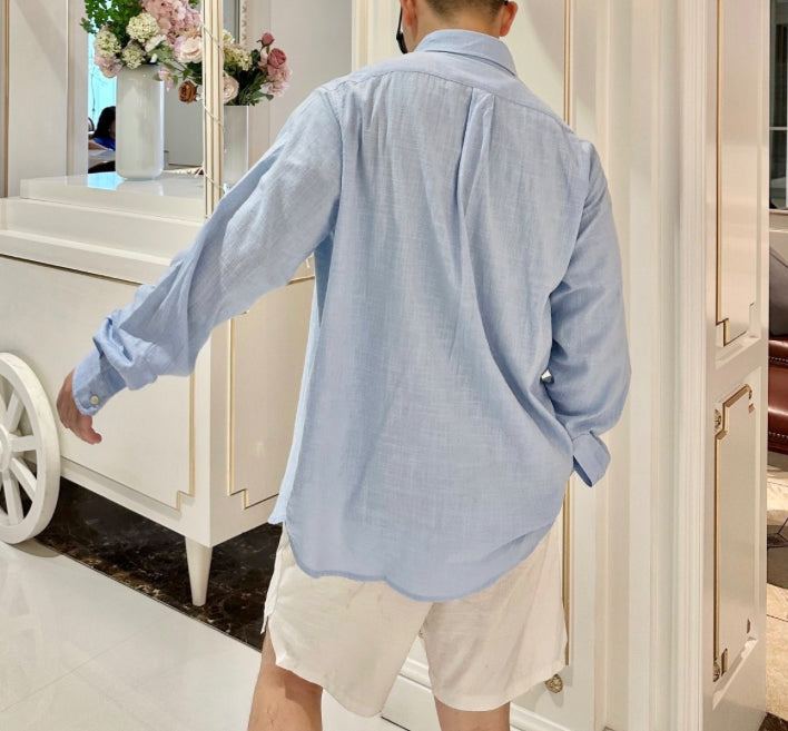 Ralph Lauren linen shirt with small logo and horse embroidery