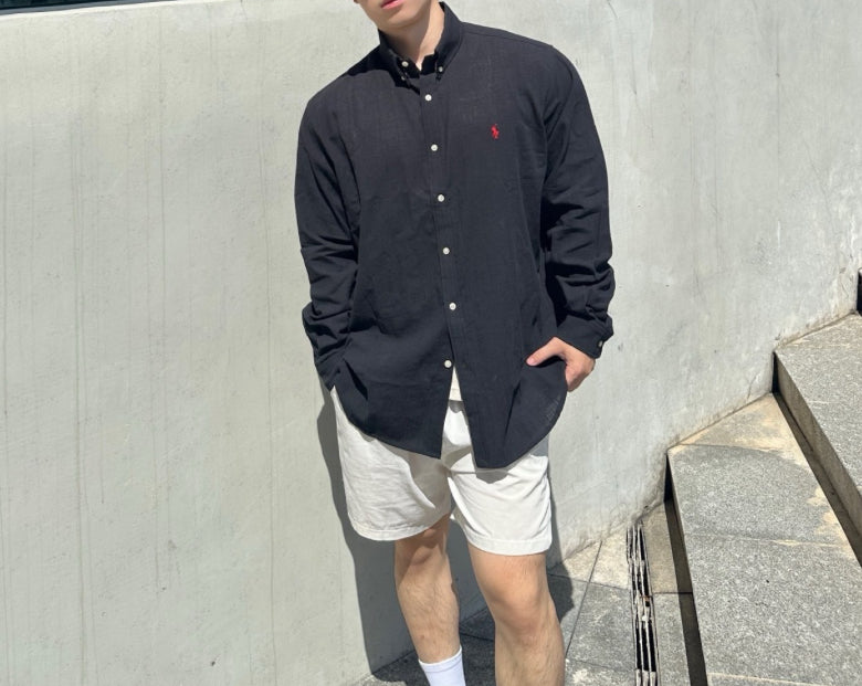 Ralph Lauren linen shirt with small logo and horse embroidery