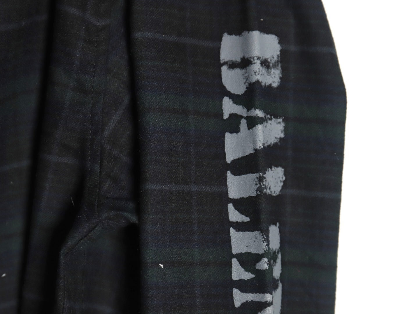 Balenciaga long-sleeved shirt with blurred lettering and plaid pattern