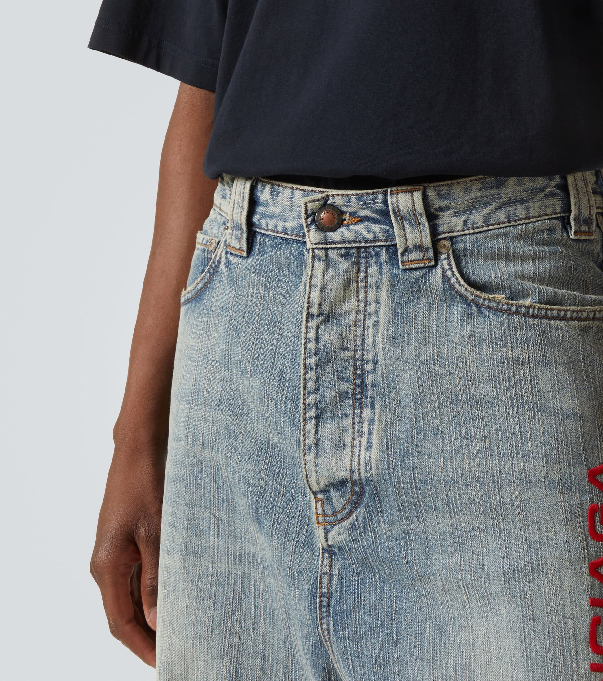 BALENCIAGA BLCG Jeans with Side Embroidered Lettering