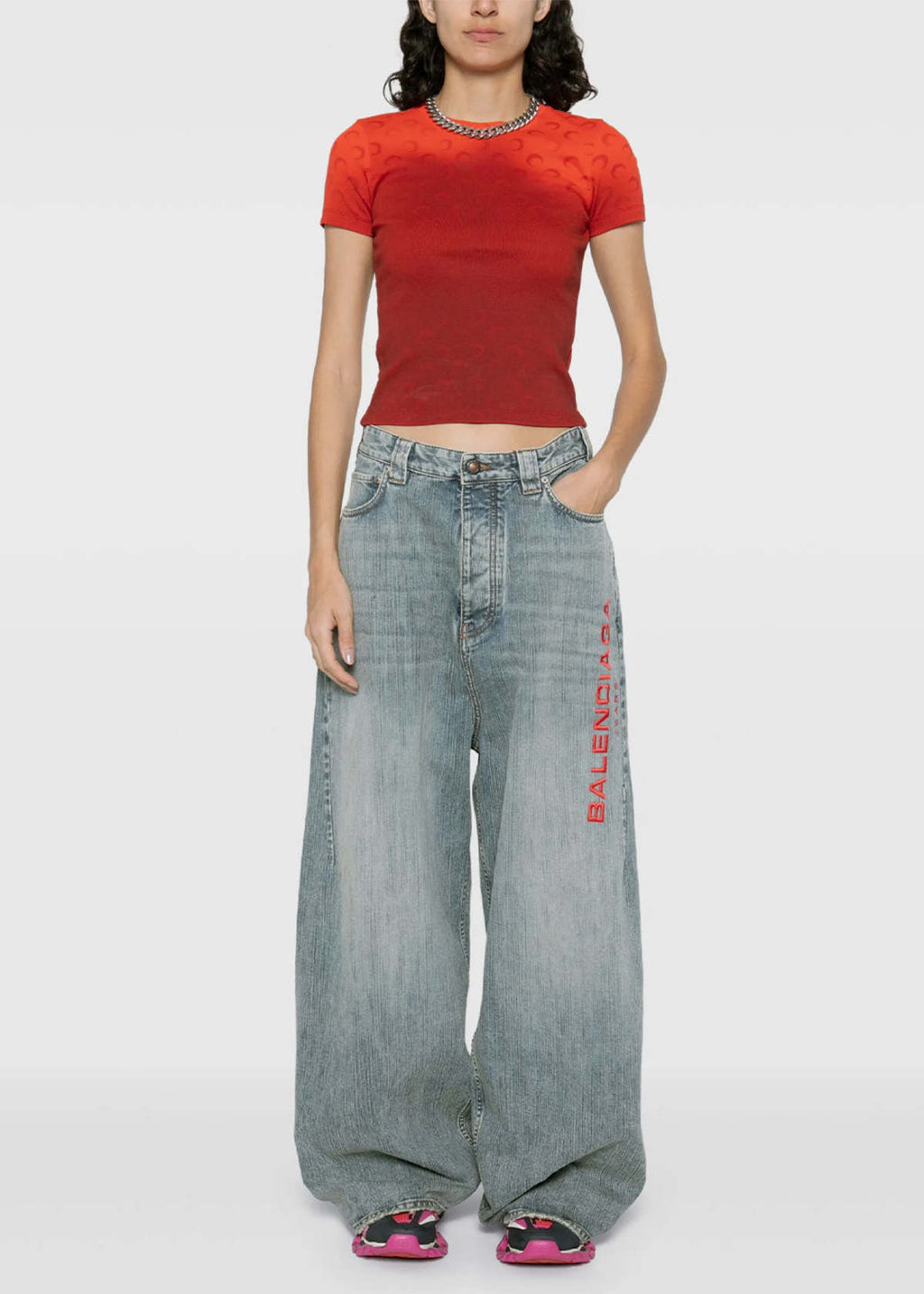 BALENCIAGA BLCG Jeans with Side Embroidered Lettering