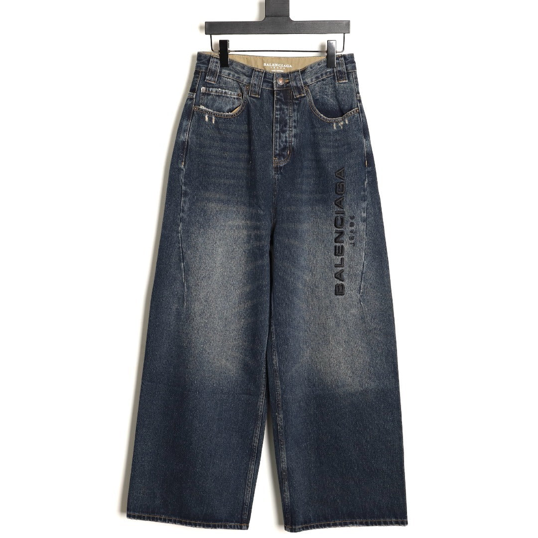 BALENCIAGA BLCG Jeans with Side Embroidered Lettering