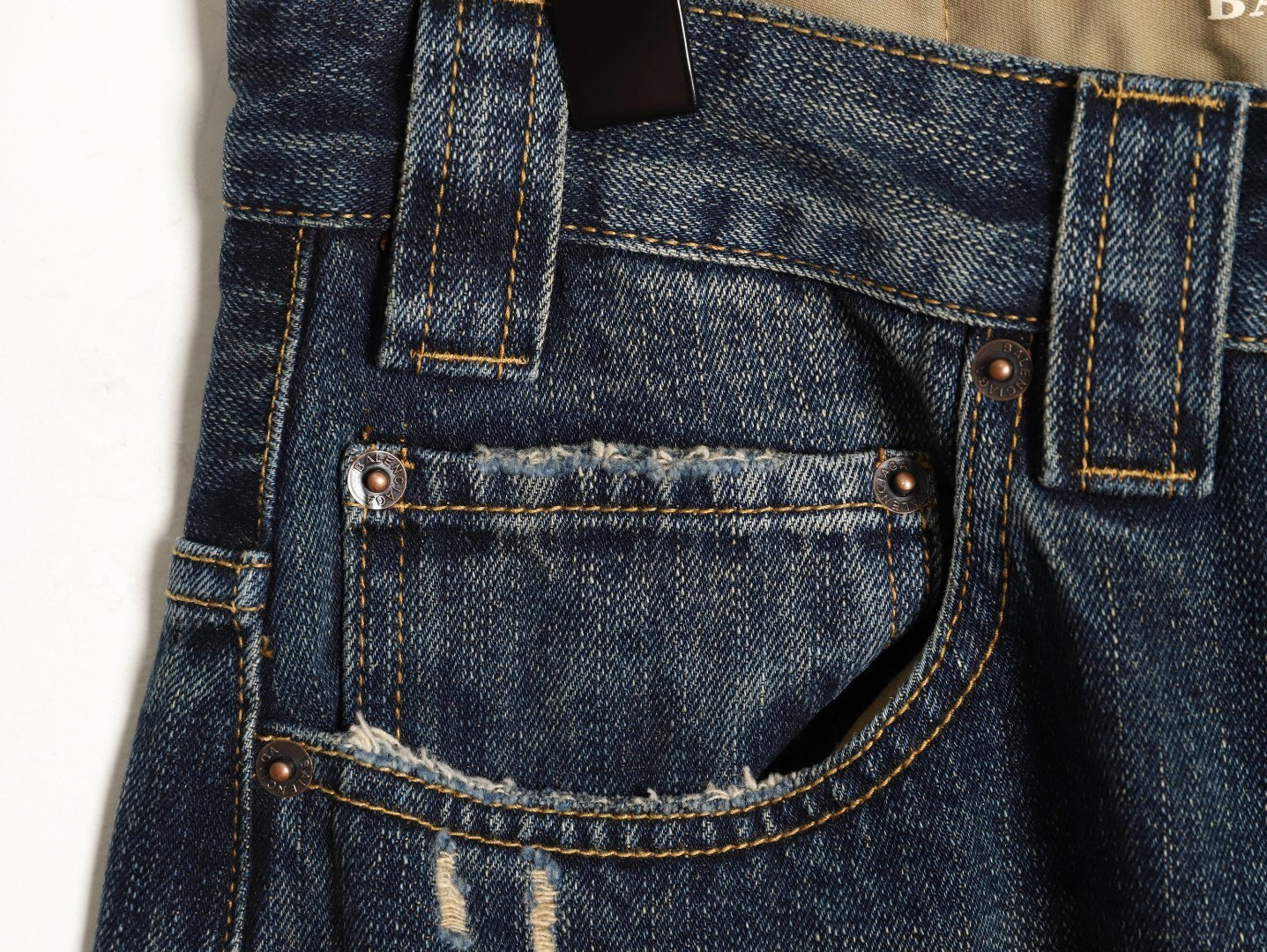 BALENCIAGA BLCG Jeans with Side Embroidered Lettering