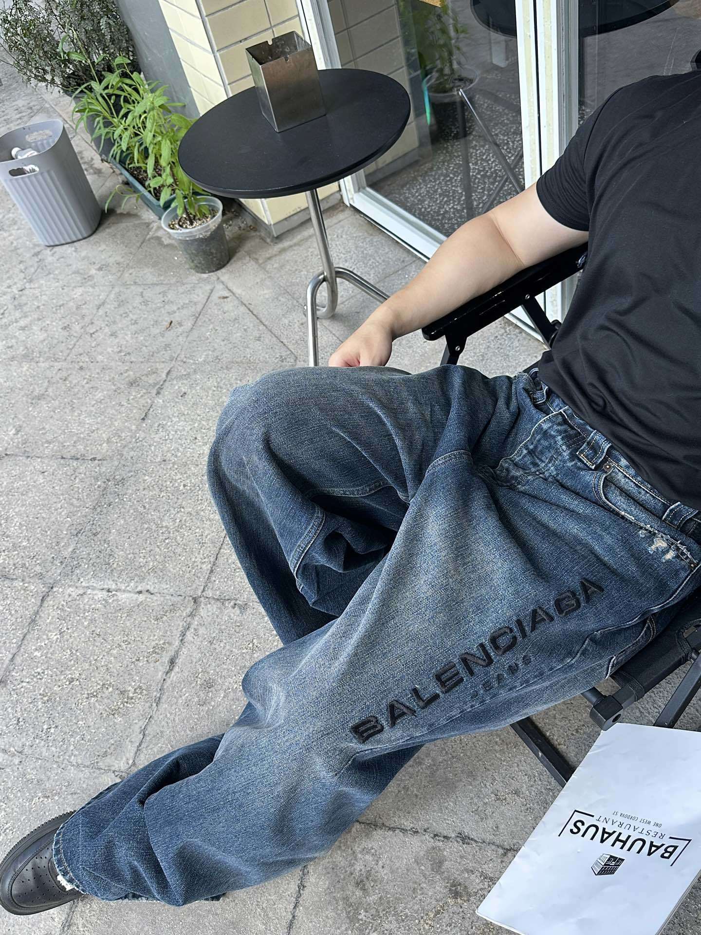 BALENCIAGA BLCG Jeans with Side Embroidered Lettering