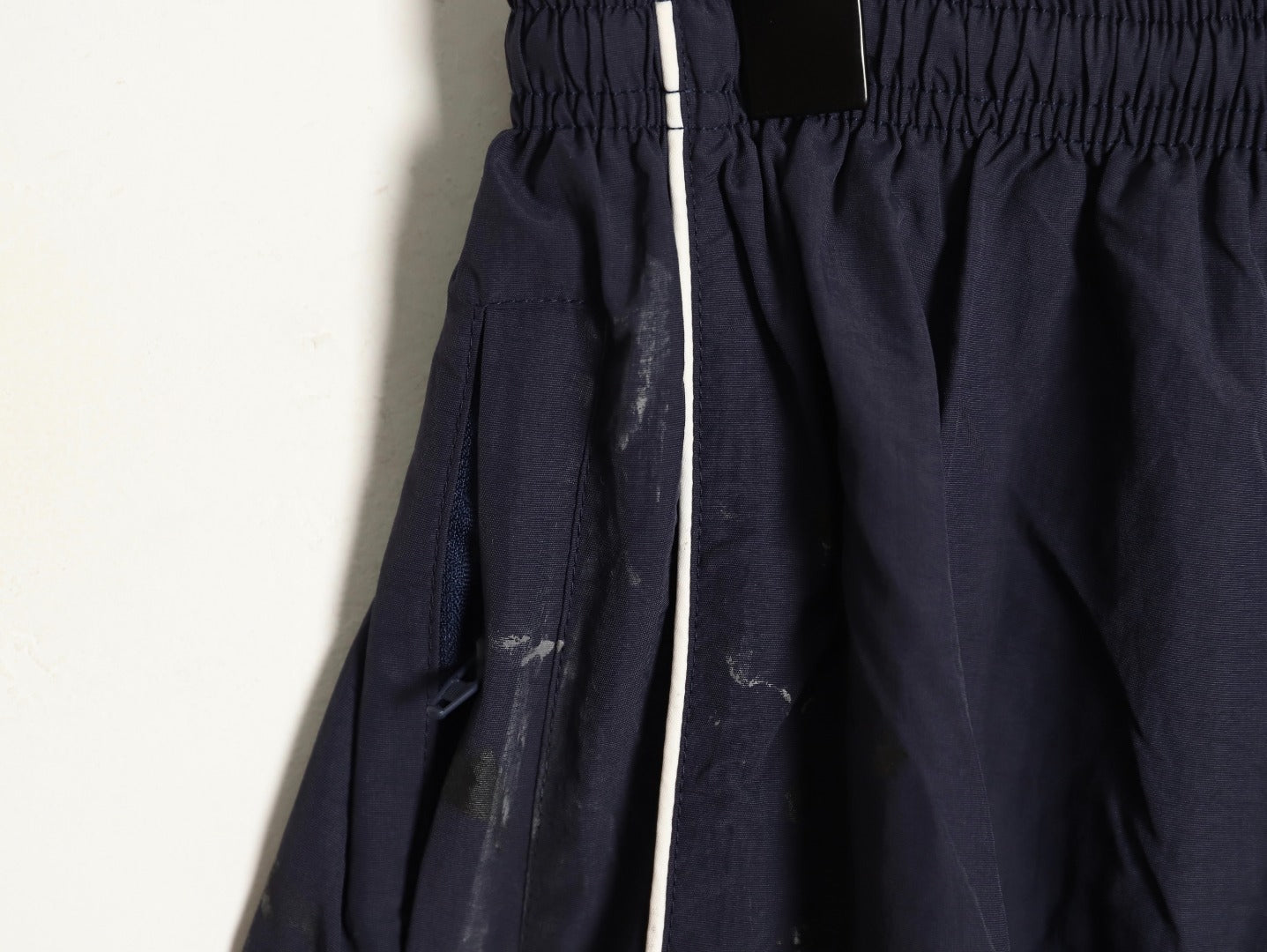 Balenciaga Graffiti Spray Paint Navy Blue Half-Circle Embroidered Tracksuit Trousers
