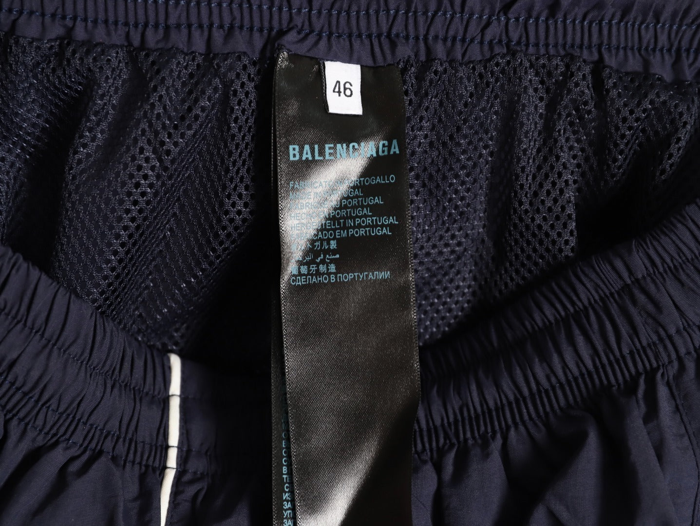 Balenciaga Graffiti Spray Paint Navy Blue Half-Circle Embroidered Tracksuit Trousers