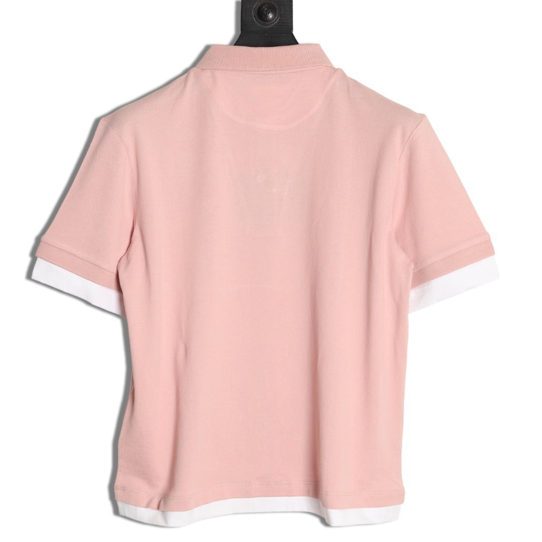 PRADA Plain Knit Appliqué Faux Two-Piece Short-Sleeve Polo Shirt