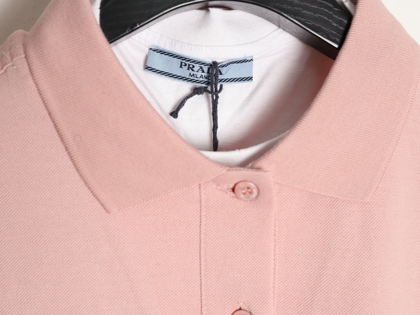 PRADA Plain Knit Appliqué Faux Two-Piece Short-Sleeve Polo Shirt