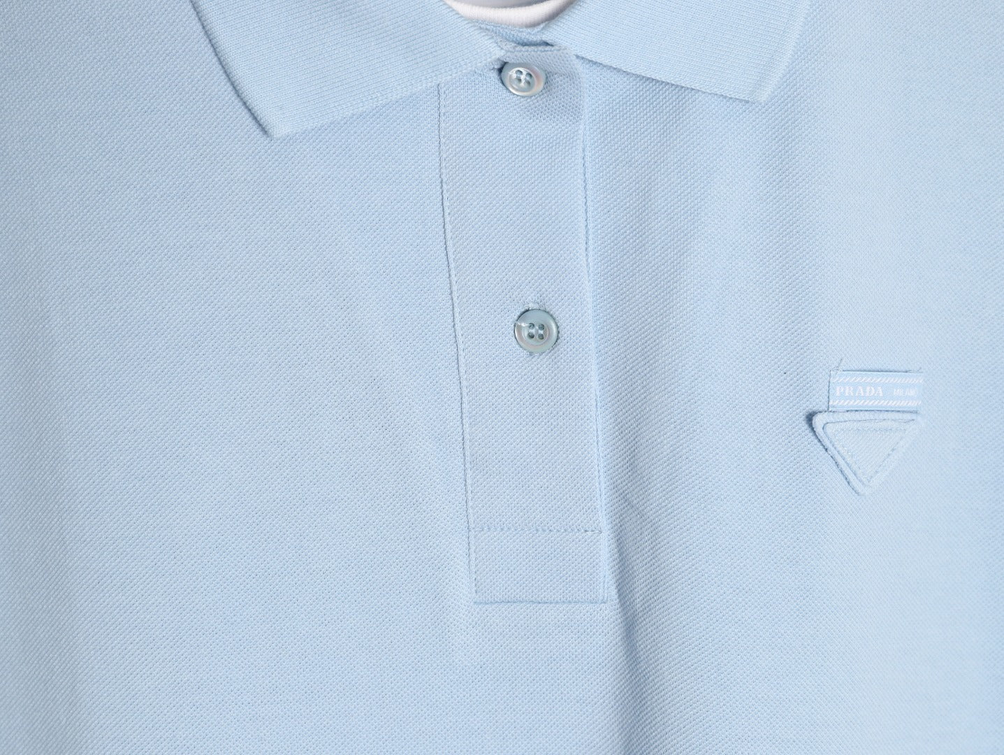 PRADA Plain Knit Appliqué Faux Two-Piece Short-Sleeve Polo Shirt