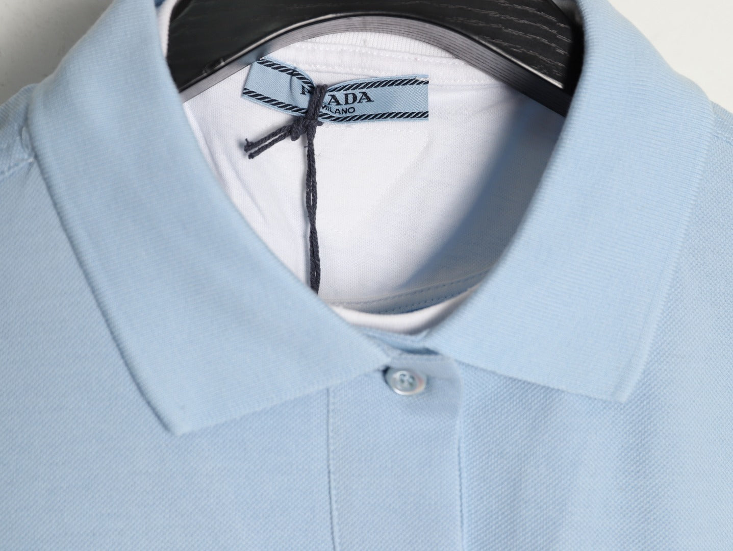 PRADA Plain Knit Appliqué Faux Two-Piece Short-Sleeve Polo Shirt