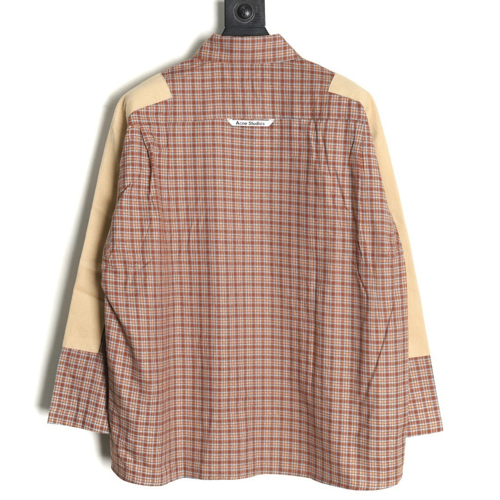 ACNE studios patchwork plaid long-sleeved shirt
