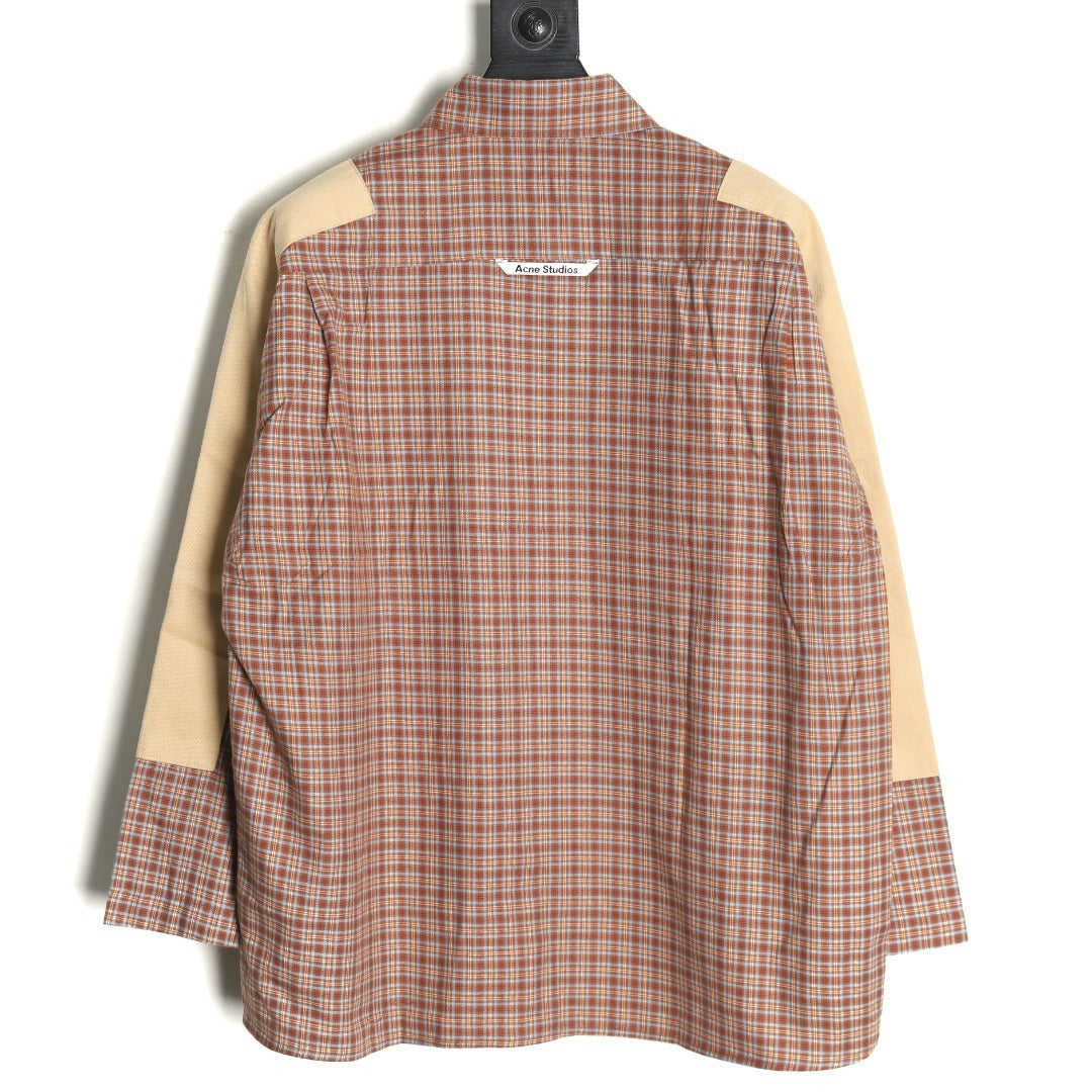 ACNE studios patchwork plaid long-sleeved shirt