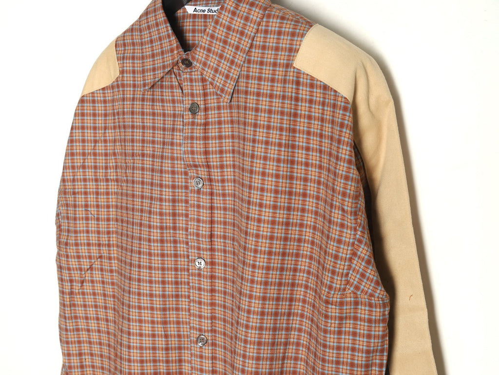 ACNE studios patchwork plaid long-sleeved shirt