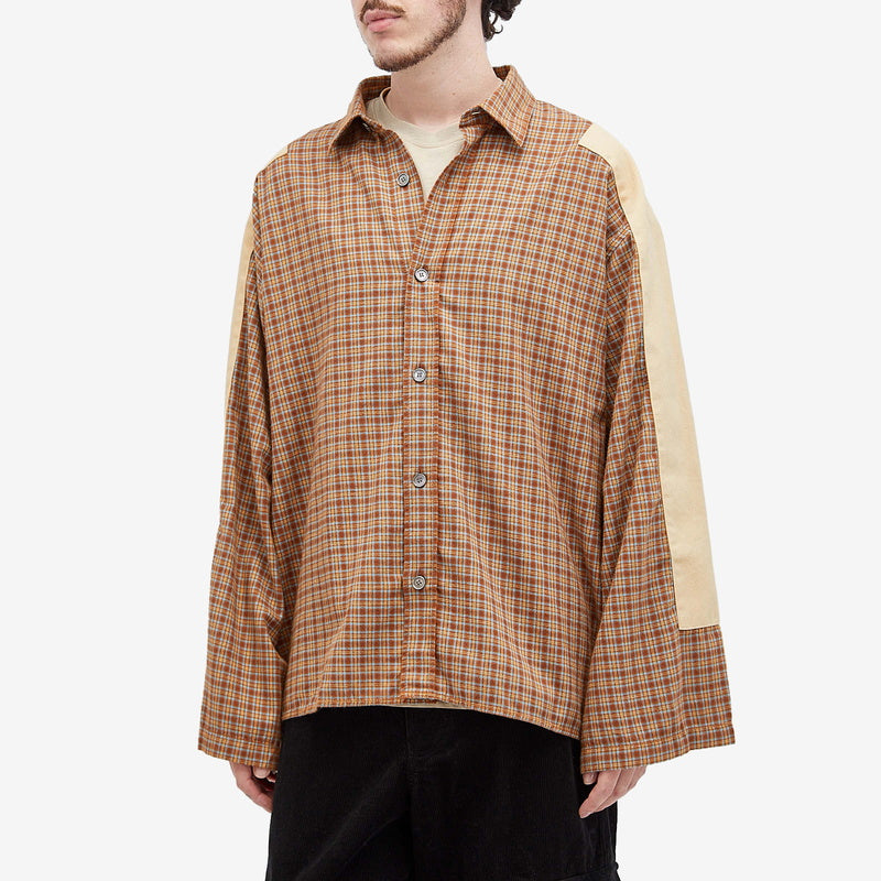 ACNE studios patchwork plaid long-sleeved shirt
