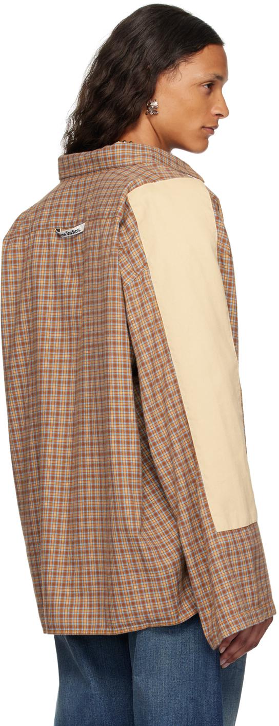 ACNE studios patchwork plaid long-sleeved shirt
