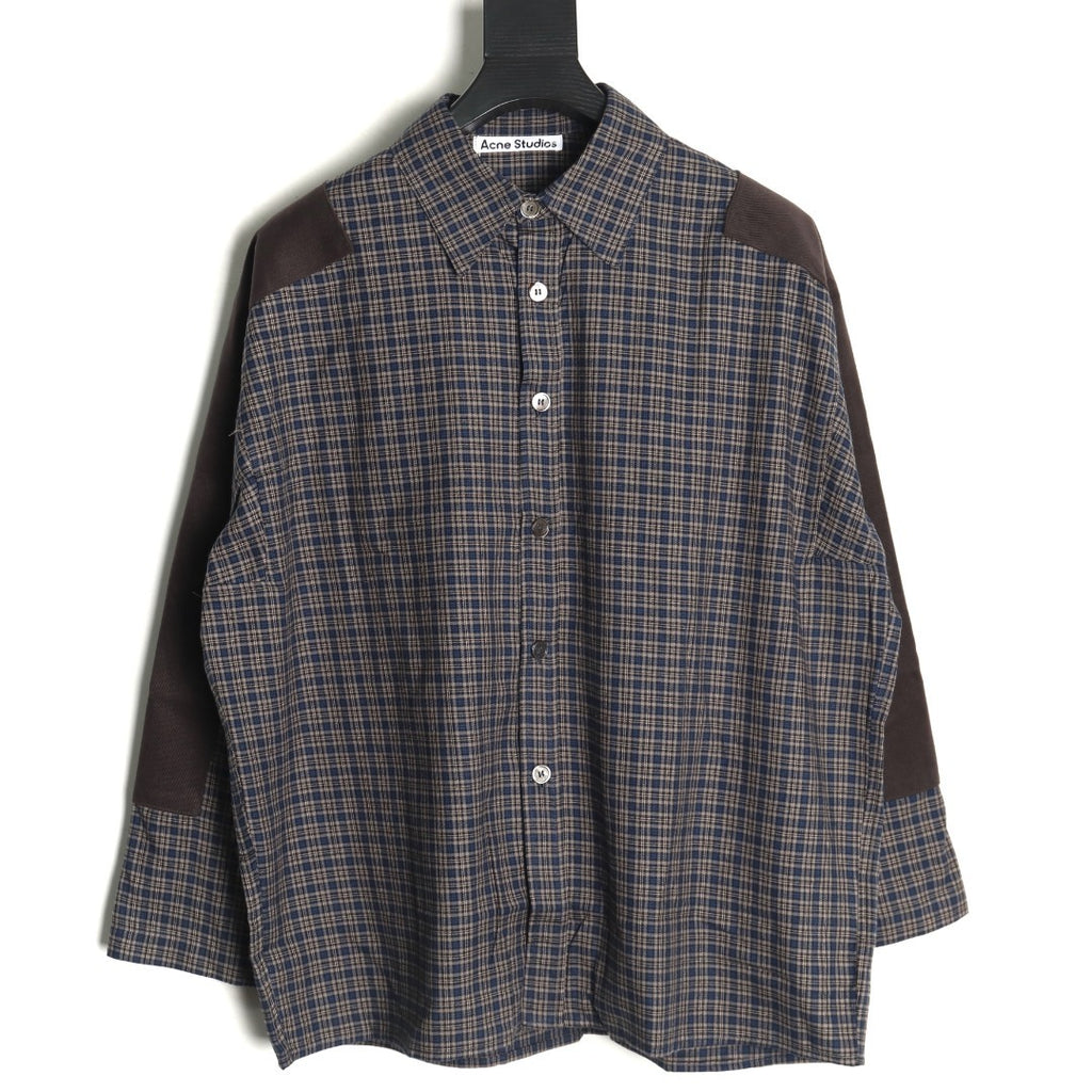 ACNE studios patchwork plaid long-sleeved shirt