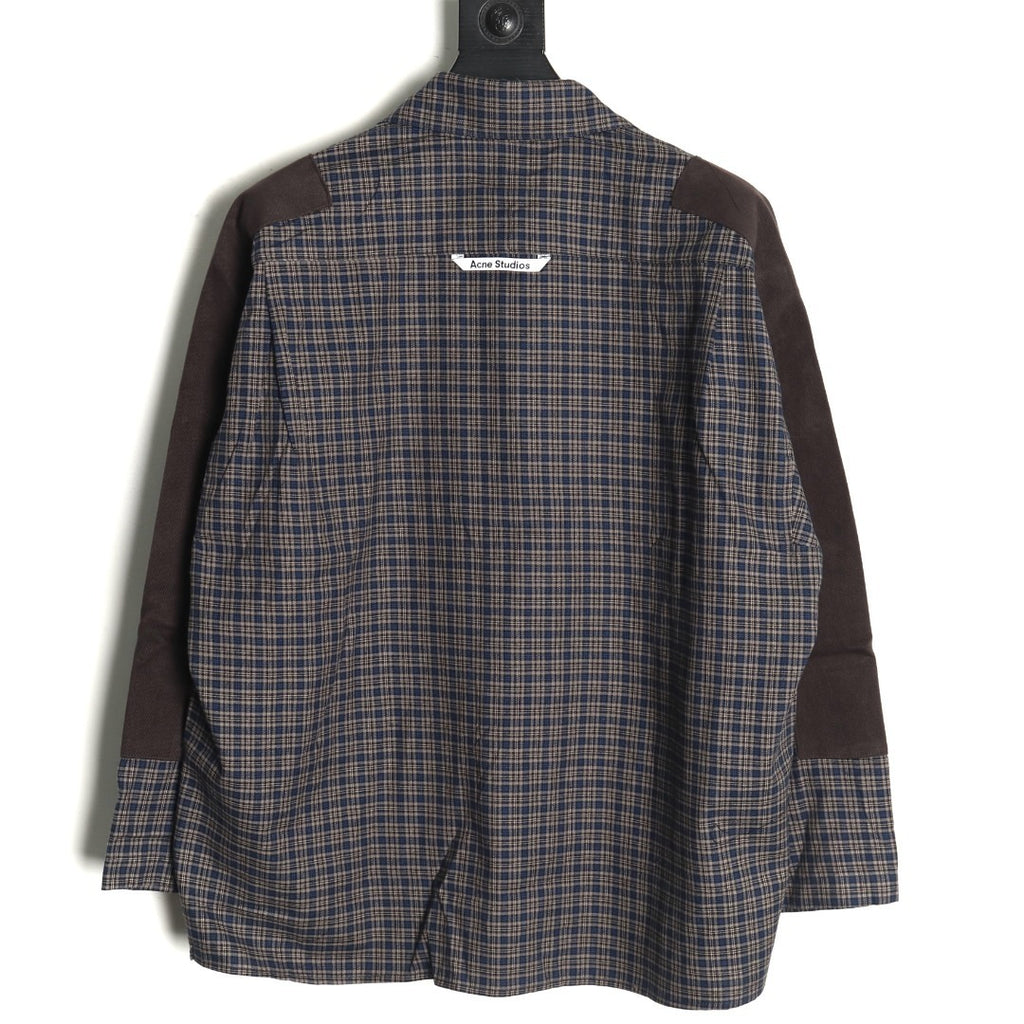 ACNE studios patchwork plaid long-sleeved shirt