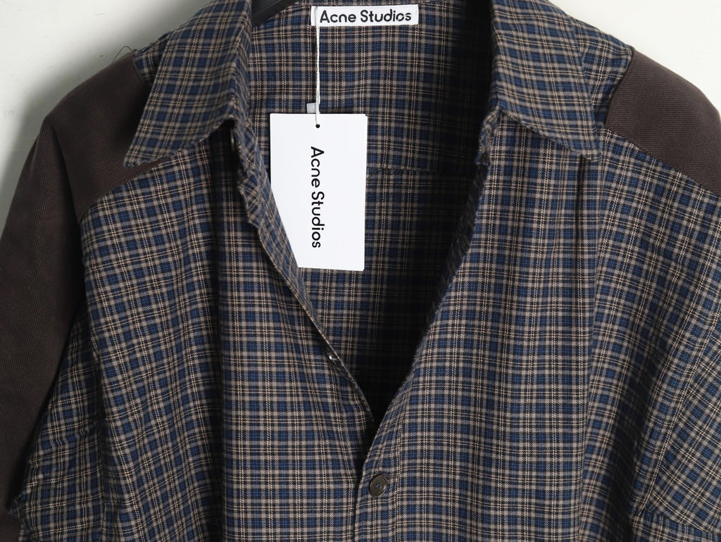 ACNE studios patchwork plaid long-sleeved shirt