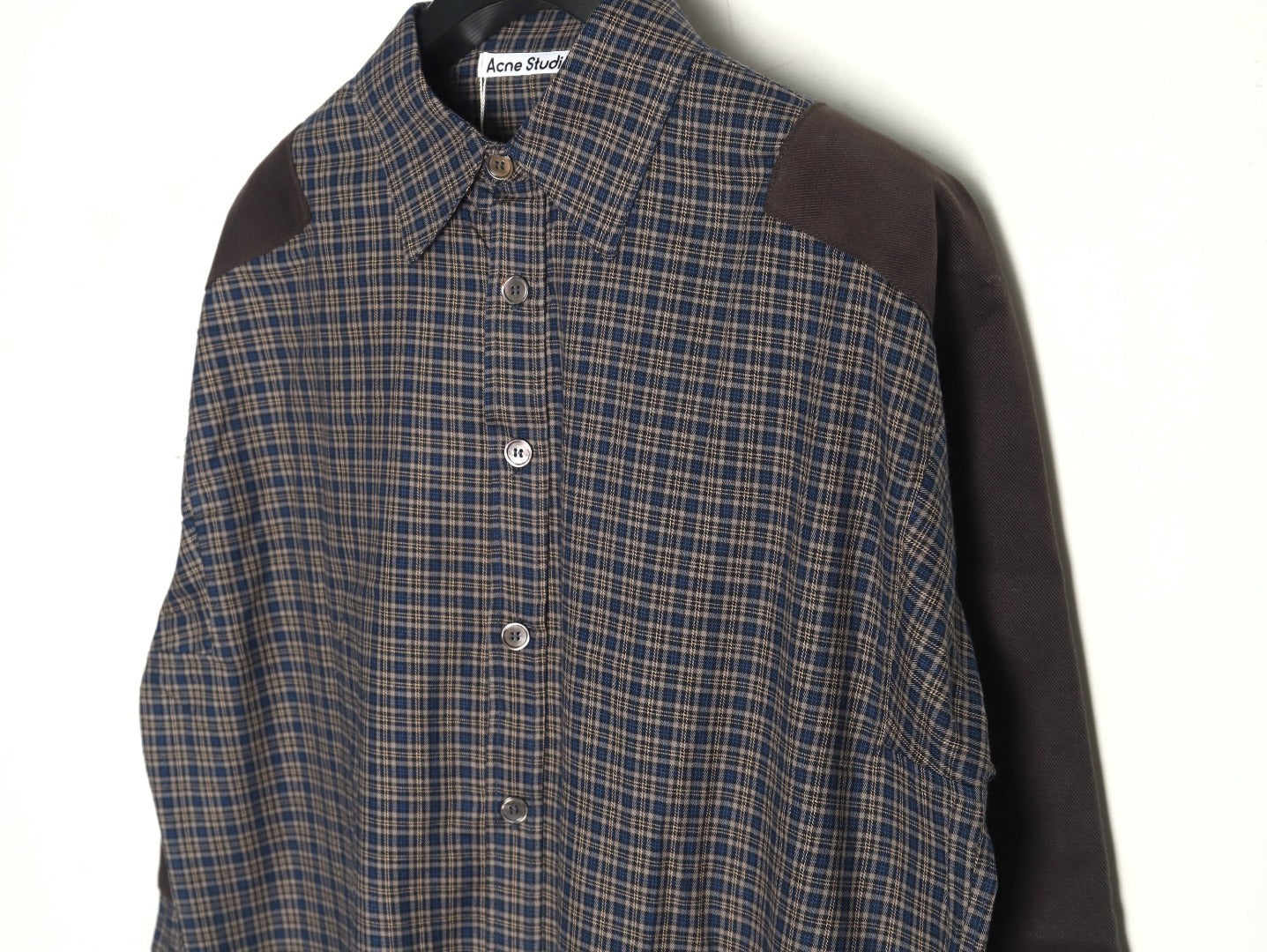 ACNE studios patchwork plaid long-sleeved shirt
