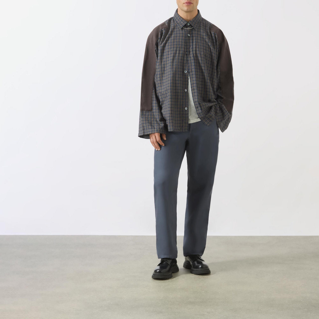 ACNE studios patchwork plaid long-sleeved shirt