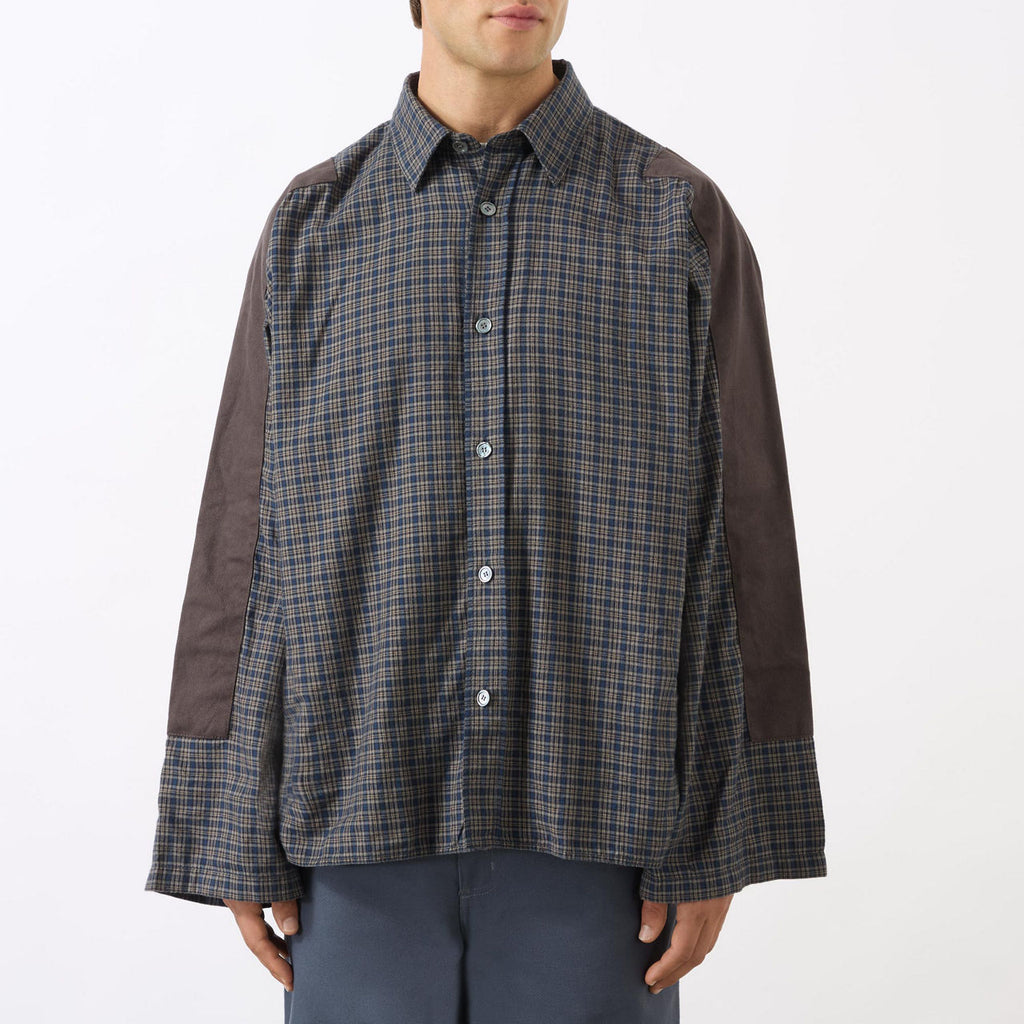 ACNE studios patchwork plaid long-sleeved shirt