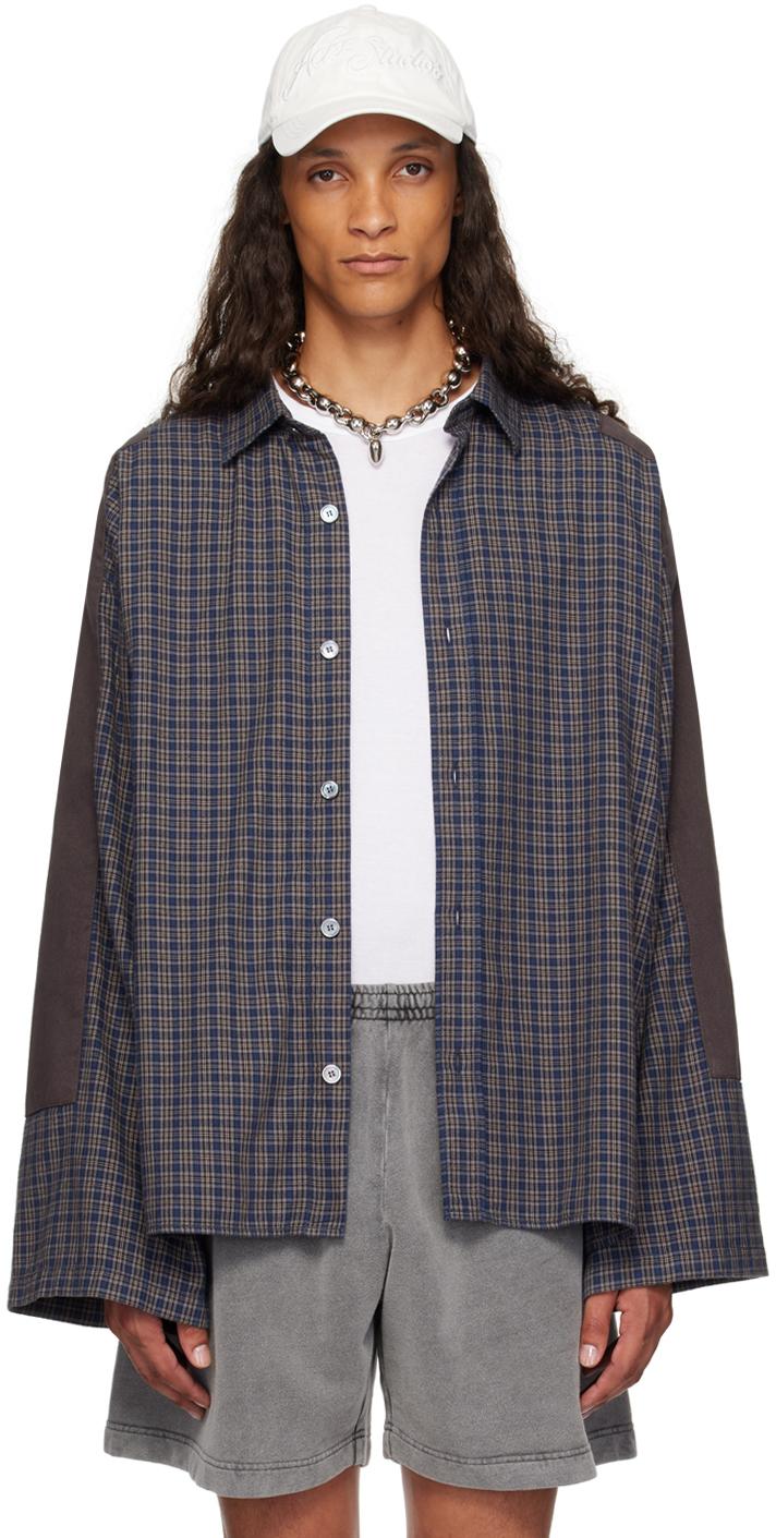 ACNE studios patchwork plaid long-sleeved shirt