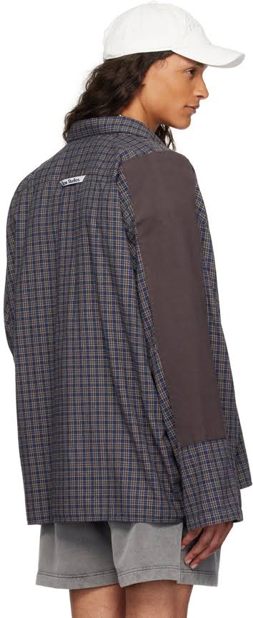 ACNE studios patchwork plaid long-sleeved shirt